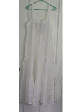 NWT Women’s M Tiered Maxi Midi Britt Dress The Drop White Sleeveless